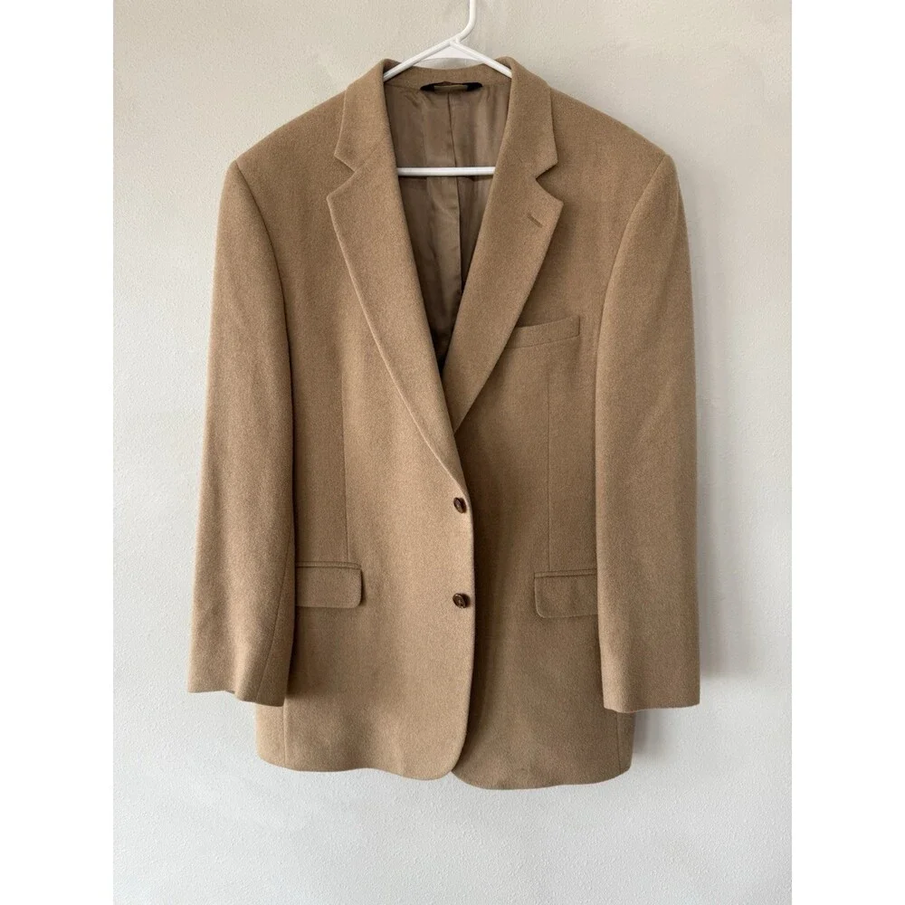 Jos. A Bank Men’s 44 Long Lg 100% Camel Hair Beige Blazer Tan Jacket Button Up